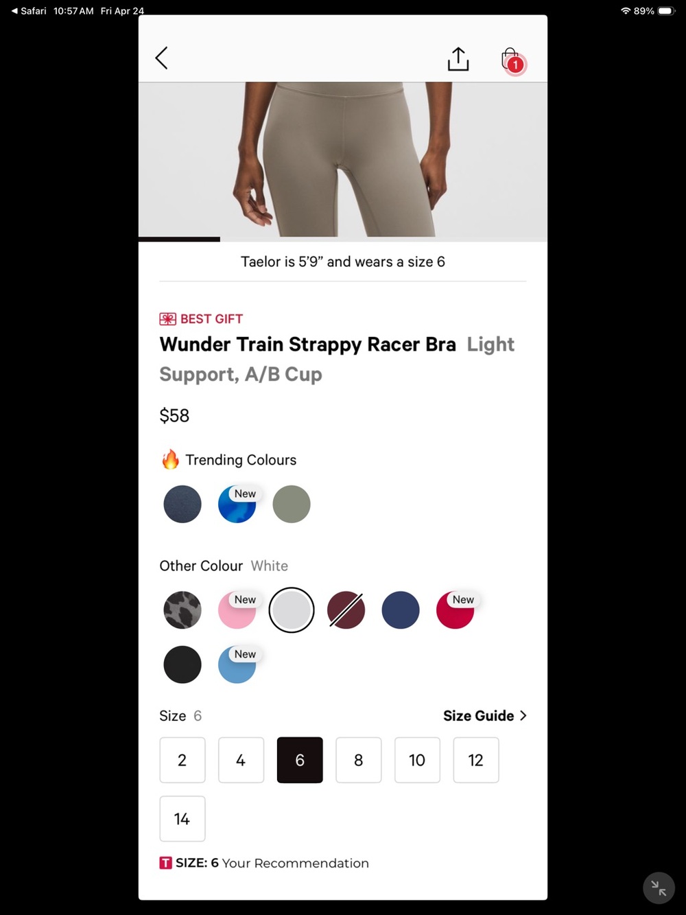 Lululemon Wunder Train Strappy Racer Bra — white NWT 6 - Picture 3 of 6